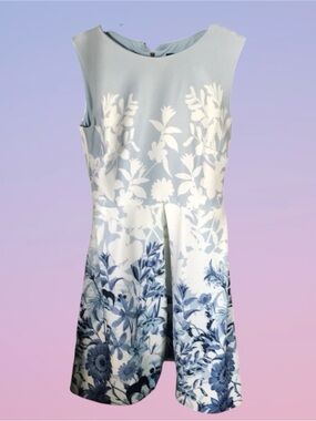 Just...Taylor Light Blue and White Floral Midi Dress